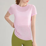 Women's Quick Drying Hollow out Back Sports T-Shirt Yoga Suit Top Short Sleeve Fitness Cover up