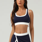 Women Contrast Color Elastic Fitness Gym Training Yoga Padded Top Clothes Casual Outdoor Workout Sport Bra