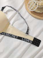 Women Ribbed Push Up Bra Letter Print Adjustable Shoulder Strap Underwire Brassiere Fashion Daily Lingerie R8809