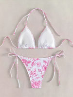 2026 Halter Triangle Bikinis Printed Swimsuit Women Sexy String Swimwear Female Bathers Swimming Bathing Swimming Swim Suit