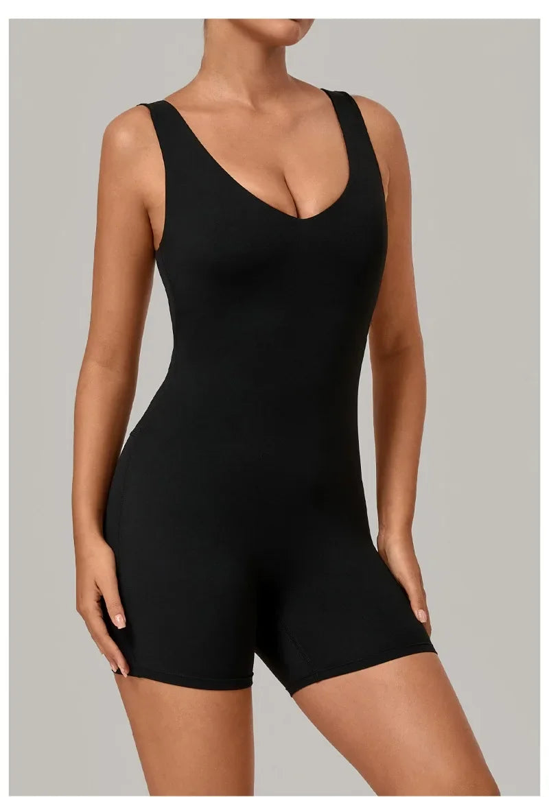Women's Seamless Yoga Jumpsuits Fitness Sports Gym Beauty Backless Slim Fit Sling One-piece Running Workout Training Bodysuits
