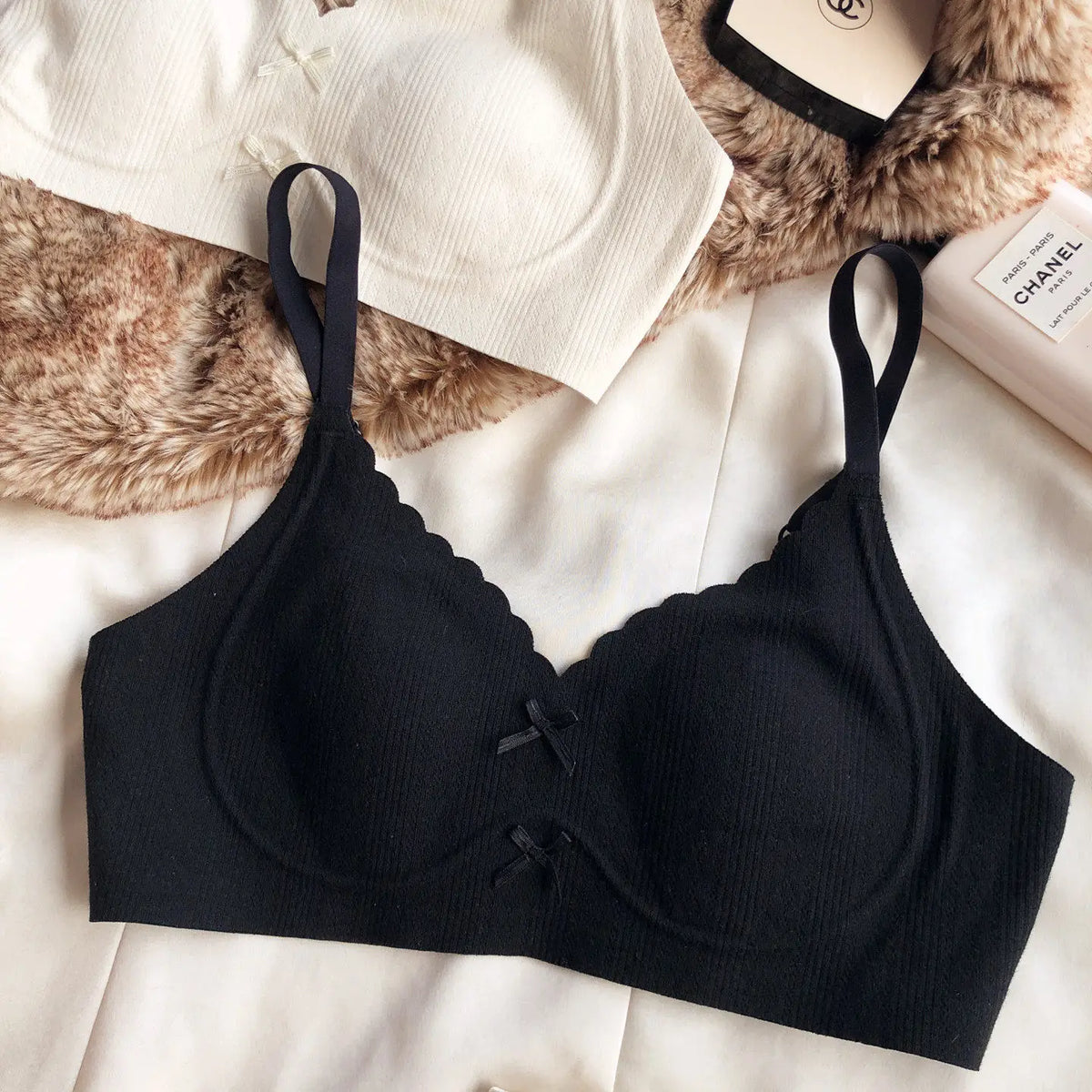 French Sweet Cute Print of flowers Underwear Women Sexy Ultra Thin Seamless Bra Summer Ice Silk Comfort Lingerie Wire Free Bras