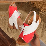 Summer Platform Retro Sandals Indoor Outdoor Slippers Strap Wedge Peep Toe Elegant Soft Heeled Slides Sandalias De Mujer