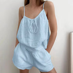 Summer New Women's Pure Cotton Pajamas and Shorts Two-Piece Set Casual and Comfortable Home Wear Pure Cotton Suspender Y2K Hot