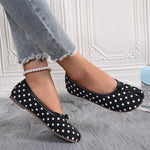 Women Tabi Split Toe Polka Dot Ballet Flats Bow Decor Slip On Soft Sole Lightweight Retro Casual Daily Walking Shoes