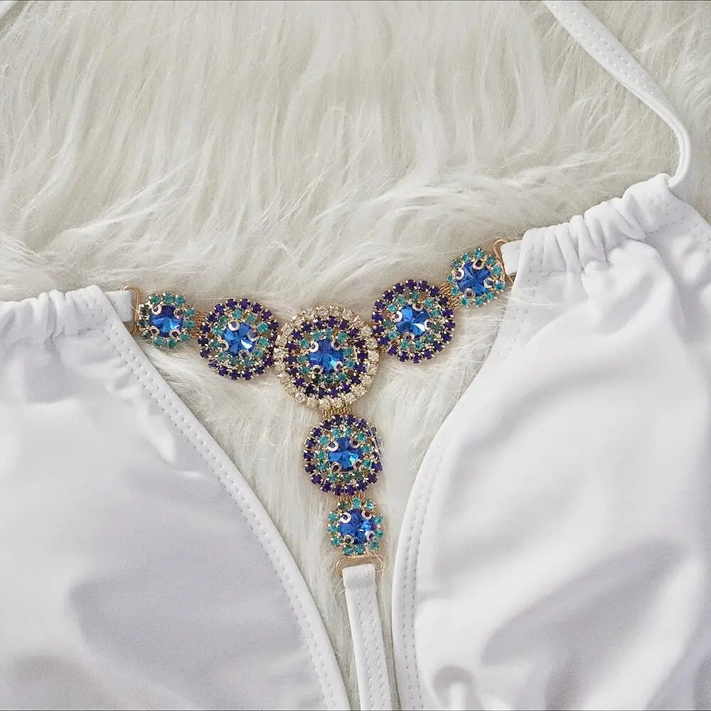 DEKA Extreme Mini Micro String Diamond Bikini Set Women Thong Swimsuit Female Triangle Swimwear Two Pieces Bikini Halter Bathing