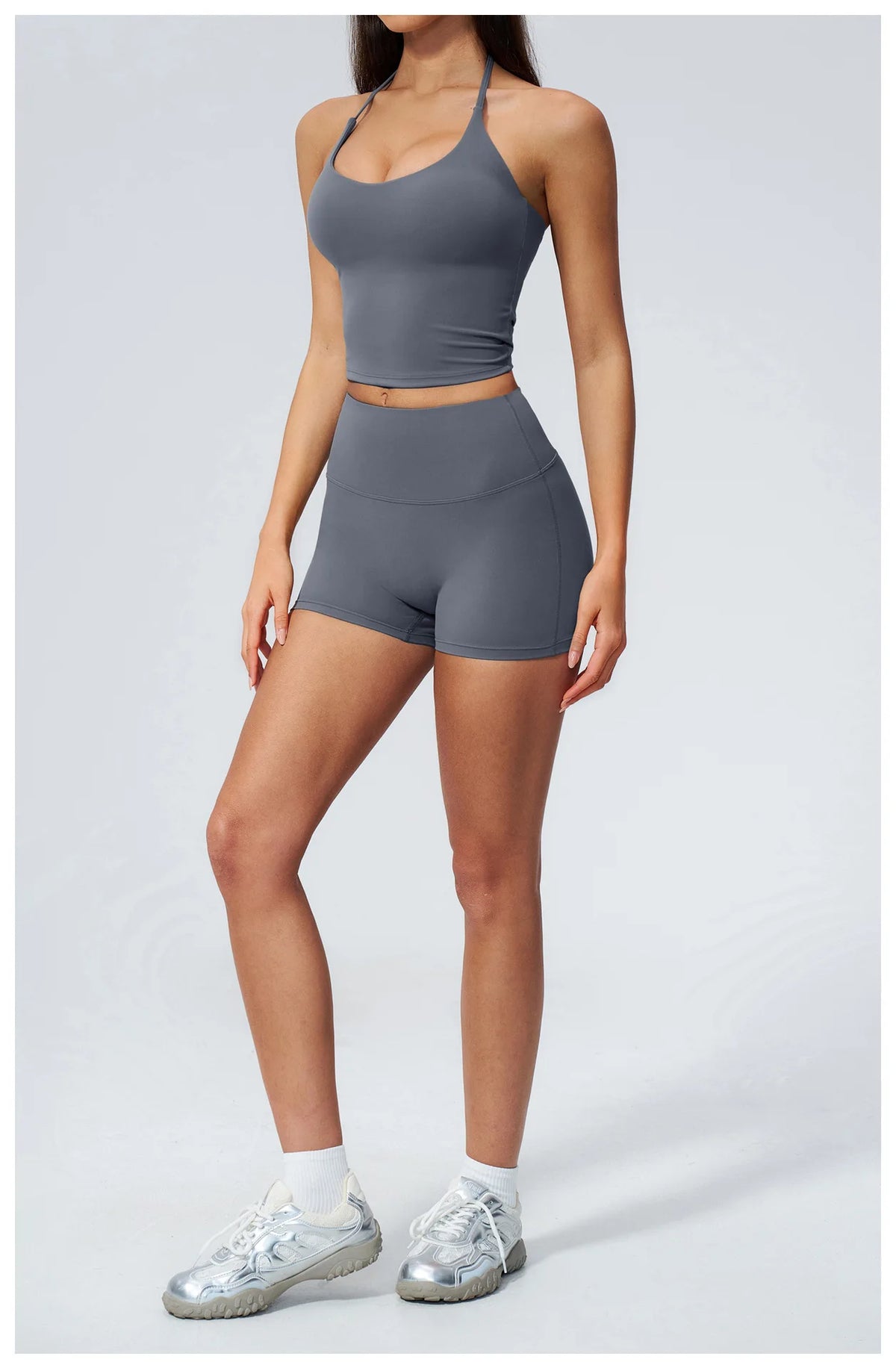 Quick Drying 2 Pcs Yoga Sets Women V Neck Slimming Sports Tank Top High Waist Shorts Fitness Suit Outwear Gym Running Tracksuits