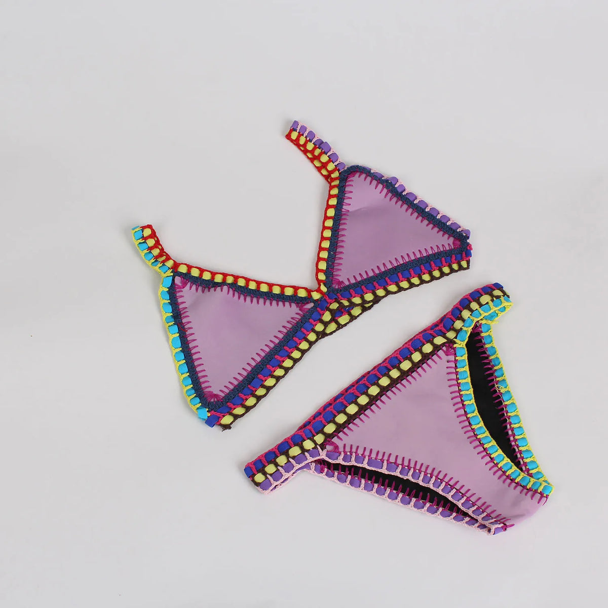 Bikini Crochet 2026 Handmade Knit Patchwork Reversible 2 Piece Swimsuit Women Halter Top Brazilian Bathing Suit Thong Swimwear