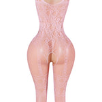 Pink Sexy Lingerie Mesh Bodystockings Teddy Crotchless Fishnet Hollow Open Bra Underwear Erotic Clothing Sexy Lace Bodysuit