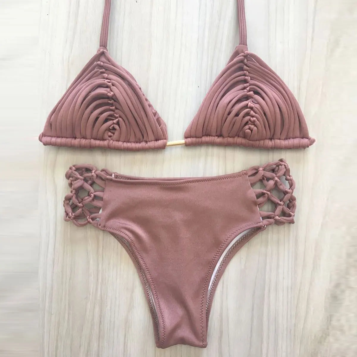 New Bandage Stripes Brazilian Bikini Swimwear Women's Swimsuit Two Piece Set Female Sexy Lace up Mujer Beachwear Summer