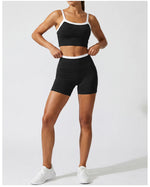 Double Layered Contrasting Yoga Sets Women Shock-absorbing Sports Bra Gym Workout Clothes Outwear High Waist Pants Fitness Suits