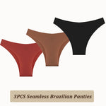 3PCS Seamless Brazilian Panties Ultra-thin Maillard panties Women Ice Silk Underwear Sexy Panty Low Waist G-string Female Solid