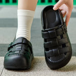 Hollow Out Thick Platform Rome Sandals Women 2025 Summer Closed Toe Eva Clogs Slippers Woman Comfort Thick Sole Beach Sandles