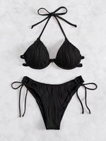 2026 Halter String Bikini Solid Push Up Swimsuit Women Sexy Swimwear Female Bathers Bathing Swimming Swim Suit Beachwear