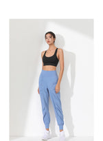 Hearuisavy Yoga Pants Loose Slim Quick-Dry Yoga Pants Pleated Hem Bound Running Fitness Capris Pockets Jogging Pants Woman