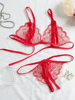 V-Neck Lace Floral Fashion Design Lingerie Set, Couple Date, Halloween, Christmas, Valentine's Day, Girlfriend Gift