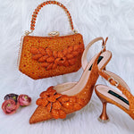 Doershow African fashion Italian Shoes And Bag Sets For Evening Party With Stones green Italian Handbags Match Bags! HFG1-3