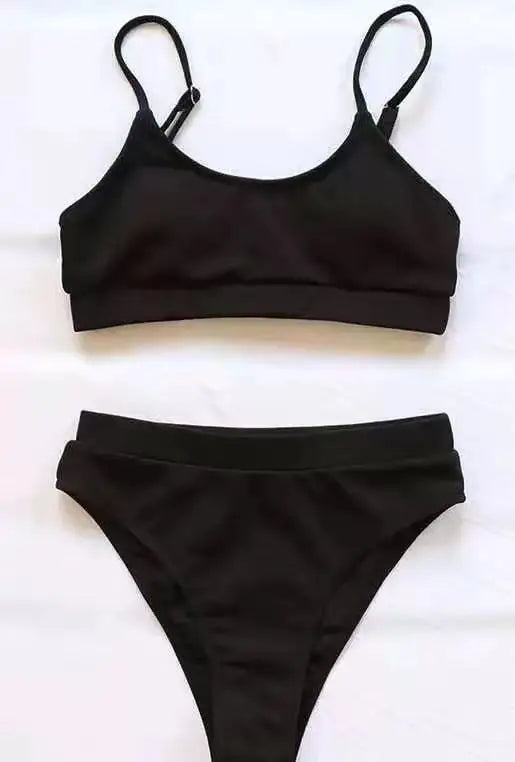 Women High Waisted Bikini Set Color Block Swimsuit 2 Piece High Cut Bathing Suit Cheeky Neon Yellow Swimwear Beach Bathing Suit