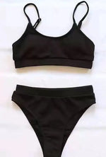 Women High Waisted Bikini Set Color Block Swimsuit 2 Piece High Cut Bathing Suit Cheeky Neon Yellow Swimwear Beach Bathing Suit