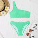 Sexy Neon Green Bikini 2026 Women Swimsuit Female Swimwear One Shoulder Thong Bikinis Set Brazilian Beach Bathing Suit Biquini