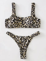 Sexy Micro Bikini Women Orange Leopard Print Push Up Padded Thong Swimsuit Female Cut Out Bathing Suit Swimwear Biquini