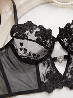 Sexy Large Size Lingerie Women Bra Set Girl Floral Lace Underwear Set Underwire Brassiere Push Up Outfit Delicate Bra Kit
