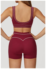 Quick Dry High Waist Yoga Shorts Contrast Color Blocking Splicing Training Sports Pants Push Up Hip Lifting Fitness Yoga Shorts