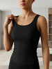 Solid Color Ribbed Women's Sleeveless Tank Top Wireless Built-in Pads Casual Sports Camisole
