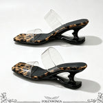 Y2K PVC Transparent Designer Sandals Women Shoes Slip On Hollow Wedge Slide Mules Beach Vacation 6cm Comfortable Walking Heels
