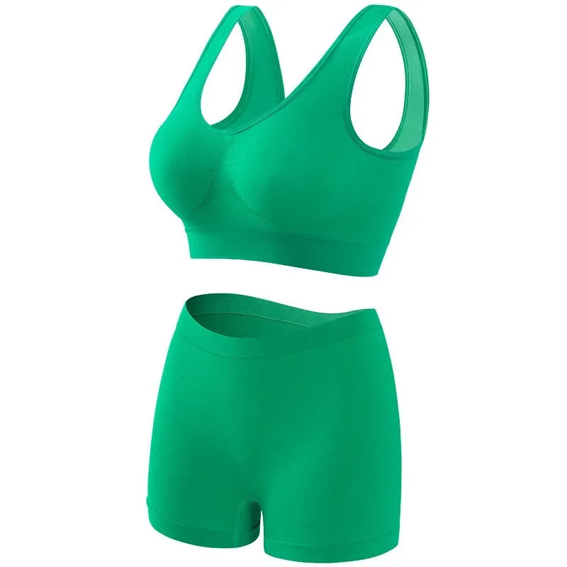 Women Seamless Bra Set Female Bra Tanks Low Waist Boyshorts Underwear Sexy Casual Sports Panties Lingerie Set S-5XL Intimates