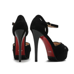 Flock Sandals Women Summer Platform Pumps Black Party Dress Evening Shoes Female High Heels Sandals Peep Toe Platform Heels