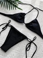 11 Colors Halter Mini Micro Thong Bikini Female Swimsuit Women Swimwear Two-pieces Bikini Set Bather Bathing Suit Swim Beachwear