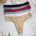 4Pcs/Set Cotton Panties Women Low-Rise Thong G-string Solid Breathable Stretchy Underwear Ladies Sexy T-back Lingerie M-XL