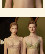 Antique French Lace Underwire Bra | Retro Petite Deep V Plunge Set | Summer Non-Padded Lingerie | Sexy Bridal Push Up Effect