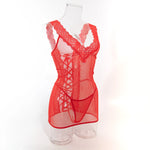 Toucheart 2PCS Lace See-through Hollow Out Sexy Interesting Thin Model Pajamas Panty Slim High Waisted Women Sexy Pajamas Set