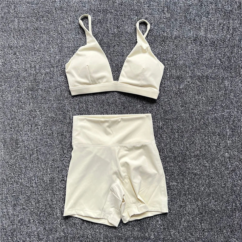 1/2PCS Women's Contour Crop Sport Bra Yoga Sets High Waist Scrunch Fitness Push-Up Gym Workout Shorts Running Active Suits XP187