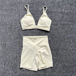 1/2PCS Women's Contour Crop Sport Bra Yoga Sets High Waist Scrunch Fitness Push-Up Gym Workout Shorts Running Active Suits XP187