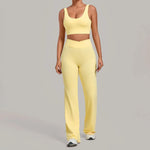 Women's Seamless Yoga Sets Sports Fitness Hip-lifting High Waist Flared Pants Backless Bra Suits Training WorkoutLeggings Sets