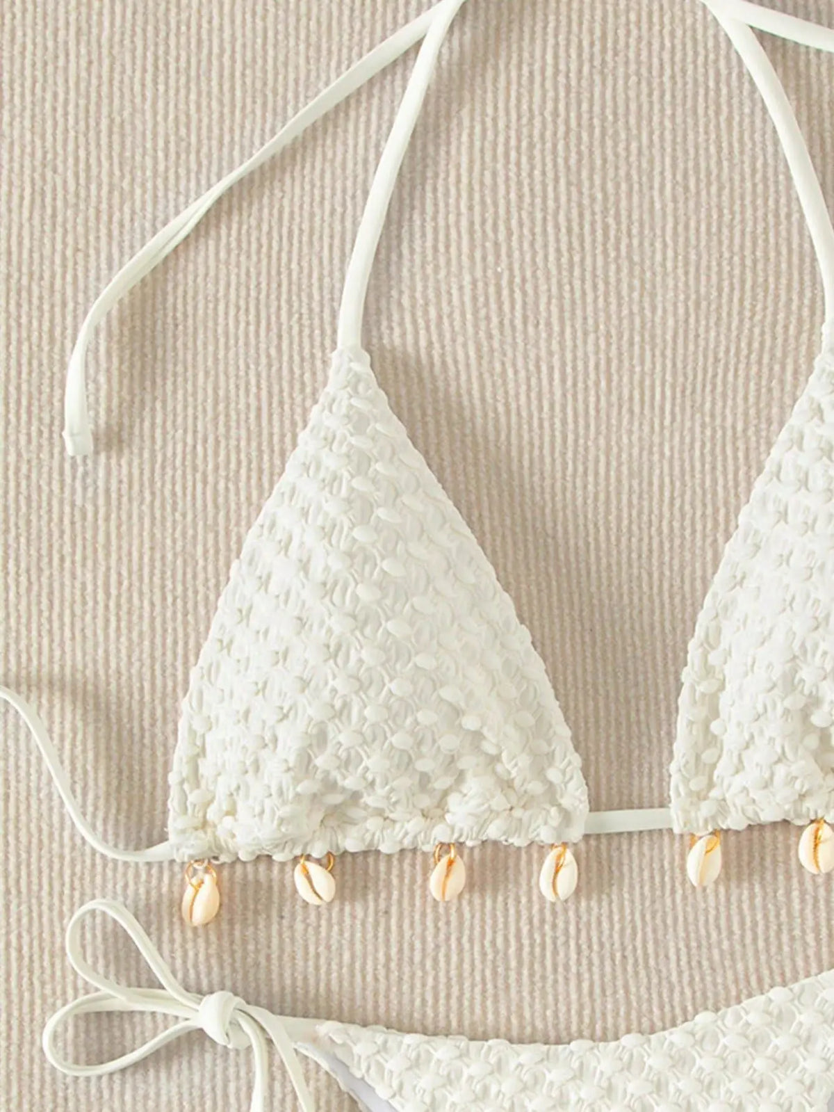 DEKA Tie Side Thong Swimwear New Sexy Bikini Set White Shell Designer Swimsuit Halter Push Up Micro Bikinis Summer Bathing