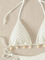 DEKA Tie Side Thong Swimwear New Sexy Bikini Set White Shell Designer Swimsuit Halter Push Up Micro Bikinis Summer Bathing