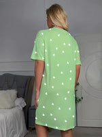 Women's Nightgown Casual Print Nightshirt Polka Dot Short Round-Neck Sleeve Loose Sleepwear Nightdress Summer Pajama