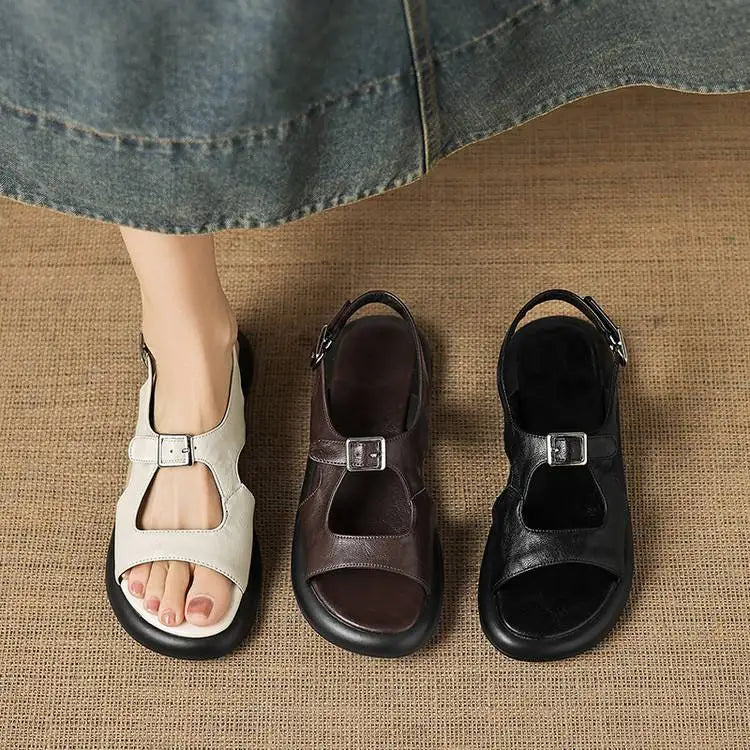 Spring and Summer New Model Fashion Low Heel Women's Shoes Fish Mouth Open-toe Buckle Casual Student Women's Sandals High 2.5cm