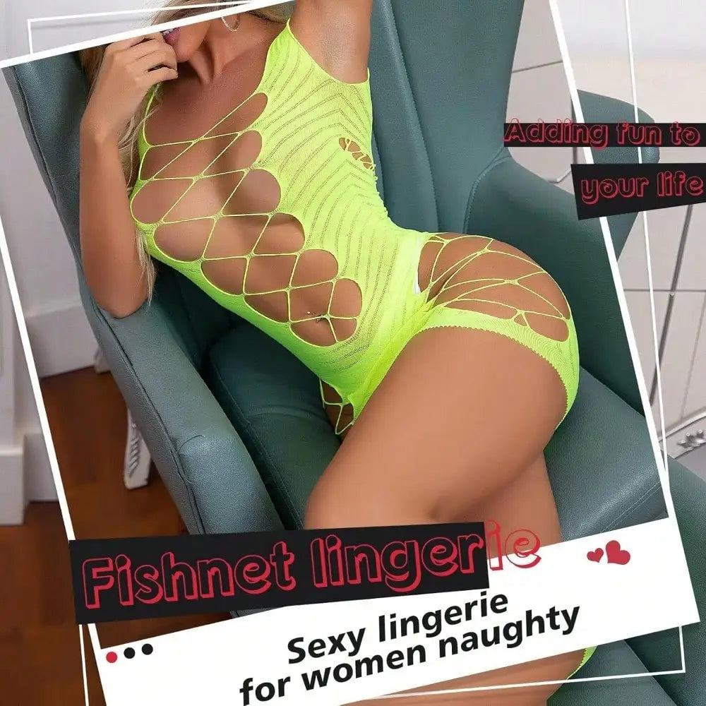 Local ShippingSexy Fishnet Bodysuit Lingerie Set Outfits Erotic Mesh SheerLingerie For Women Naughty
