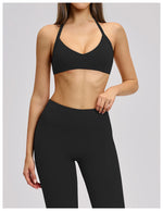 Summer Sports Bra Women Seamless Halter Top Fitness Bra High Support Push-up Open Back Gym wear Running Yoga Workout Underwear