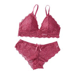 Women Floral Lace Bra And Panties Set Wire Free Bralette Low Rise Briefs Sexy Lingerie Set Ladies Lace Underwear Set