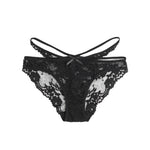 Red Lace Criss Cross Panty for Women See Through Mesh Hollow Out Bow Thong Underwear Plus Size M-3XL