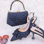 Doershow African fashion Italian Shoes And Bag Sets For Evening Party With Stones green Italian Handbags Match Bags! HFG1-3