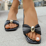 2026 New Summer Women's Slippers High Quality Fashion Square Toe Open Toe Sandals Outdoor Casual Comfort Breathable Women Shoes