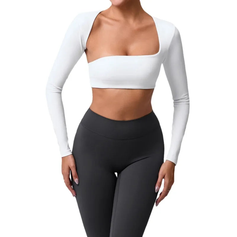 Women's Brushed Long Sleeve Yoga T-shirt Lightweight Quick-Dry Sports Tunic for Outdoor Running, Fitness & Multi-Sport