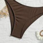 Brown String Halter Triangle Bikini Ribbed Solid Swimwears Sexy Swimsuit Women 2026 Padded Bikinis Sets Bathing Swimming Suit